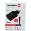 Swissten Smart IC Tīkla Lādētājs 2x USB 2.1A ar USB-C vadu 1.2 m Melns