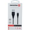 Swissten 5A Super Fast Charge USB-C Datu un Uzlādes Kabelis 1.5m Melns