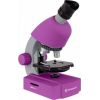 Bresser Junior 40x-640x mikroskops ar telefona statīvu (violets)