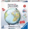 Ravensburger Art.12436 Puzzleball metallic globus, Apaļā puzle Globuss Pasaules karte, 550 gab.