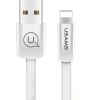 Usams SJ199 Universāls 2A Silikona Apple Lightning (MD818ZM/A) USB Datu un Uzlādes Kabelis 1.2m Balts