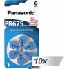 10x1 Panasonic PR 675 Hearing Aid Batteries Zinc Air 6 pcs.