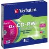 Matricas CD-RW SERL Verbatim 700 MB 8x-12X Colour, 5 Pack Slim