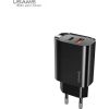 Usams US-CC121 сетевой адаптер-зарядка 20W с 2 портами qiuck charging USB-C (Type-C) PD3.0 и quick charge USB для iPhone 11 / iPhone 12 Черный