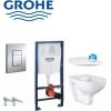 Grohe komplekts -  s BauCeramic Rimless ar vāku SC, rāmis h=1130 mm, taustiņš Skate Cosmo, stiprinājumi, blīve