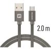 Swissten Textile Quick Charge Универсальный Micro USB Кабель данных 2m Серый