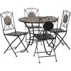 Садовая мебель MOSAIC стол и 4стула (38666), D90xH70cм, мозаиковая плитка: тёмно-серый, металлическая рама, цвет: чёрный
