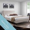 Gulta EMILIA ar matraci HARMONY TOP POCKET (86863) 140x200cm, mēbeļu tekstila apšuvums, krāsa: gaiši bēša