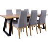 Dining set ROTTERDAM with 6-chairs (19968) particle board with natural rustic oak veneer, black metal legs