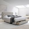 Кровать NATALIA 160x200см, 1-ящик, без матраса, обивка из мебельного текстиля, цвет: шампанского