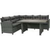 Садовая мебель PAVIA с подушками, стол и угловой диван, алюминиевая рама с пластиковым плетением, цвет: тёмно-серый