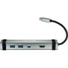 Canyon Multiport Docking Station with 4 ports:1*Type C male+1*Type C female+2*USB3.0+1*HDMI, Input 100-240V, Output USB-C PD 5-20V/3A&USB-A 5V/1A, cabel 0.12m, Space grey, 150.8*33.7*24mm, 0.112kg Dokstacijas portatīvajiem datoriem