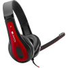 CANYON HSC-1 basic PC headset ar mikrofonu, combined 3.5mm plug, leather pads, Flat cable length 2.0m, 160*60*160mm, 0.13kg, Black-red