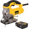 Dewalt DW331KT-QS Figūrzāģis 701W, 135mm ar augšējo rokturi, 0-3100 gājieni/min.,