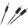 Cabletech Audio Vads 3.5 mm (M) -> 2 x RCA (M) 1m Melns