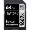 Lexar карта памяти SDXC 64ГБ Pro 1667x U3 V60 250МБ/с