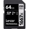 Lexar atmiņas karte SDXC 64GB Pro 1667x U3 V60 250MB/s