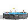 Intex Greywood Prism Frame Premium Pool Set with Filter Pump, Safety Ladder, Ground Cloth, Cover Dark Grey