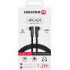 Swissten Плетеный L Типа Универсальный Quick Charge 3.1 USB-C на Lightning Кабель данных 1.2 m черный