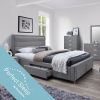 Кровать CAREN с 4-ящиками, с матрасом HARMONY DUO (86744) 160x200см, обивка из мебельного текстиля, цвет: серый