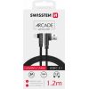 Swissten Pītais L Tipa Universāls Quick Charge 3.1 USB uz USB-C Datu un Uzlādes Kabelis 1.2m Melns