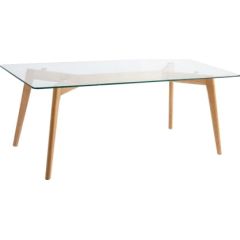 Придиванный столик HELENA 120x60xH45см, столешница: 8мм прозрачное стекло, дубовые ножки