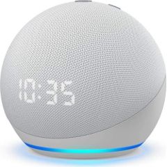 Amazon Echo Dot 4 Clock, glacier white
