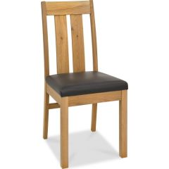 Krēsls TURIN 58x46,5xH98cm, brūna ādas imitācija, gaiša ozola rāmis