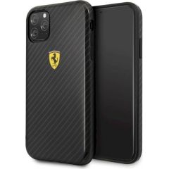 Ferrari Hardcase FESPCHCN58CBBK Izturīgs Silikona Aizsargapvalks Priekš Apple iPhone 11 Pro Melns