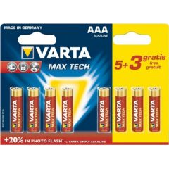 Varta Max Power AAA MN2400 Alkaline LR03 1.5V Baterijas (8gab.) (EU Blister)