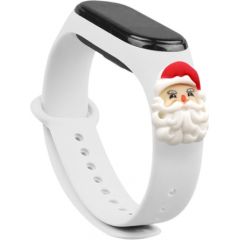 Fusion Xmas Santa siksniņa pulkstenim Xiaomi Mi Band 3 / 4 balts Smart-Watch aksesuāri
