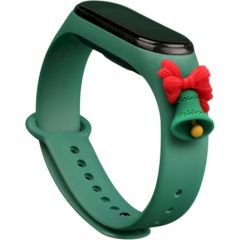 Fusion Xmas Bell siksniņa pulkstenim Xiaomi Mi Band 3 / 4 zaļš Smart-Watch aksesuāri