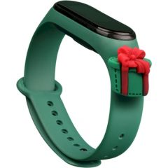 Fusion Xmas Present siksniņa pulkstenim Xiaomi Mi Band 3 / 4 zaļš Smart-Watch aksesuāri