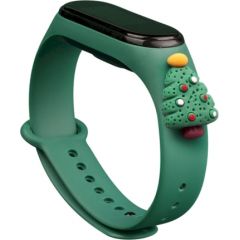 Fusion Xmas Christmas Tree 2 siksniņa pulkstenim Xiaomi Mi Band 3 / 4 zaļš Smart-Watch aksesuāri