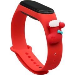 Fusion Xmas Sock siksniņa pulkstenim Xiaomi Mi Band 3 / 4 sarkans Smart-Watch aksesuāri