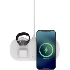 Devia Wireless Charger Bezvadu Lādētājs 3in1 / Viedtālrunim / Apple Watch / Austiņām / USB / Balts