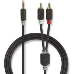 Nedis Aux Audio vads 3.5 mm -> 2x RCA 3m Melns Dažādi vadi