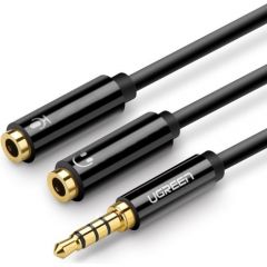 Ugreen 30620 Aux Vada Adaperis Spliteris 2x 3.5mm Ligzda (Audio & Mikrofons) uz 3.5mm Spraudnis 20cm Dažādi vadi