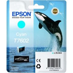 Epson T7602 Ink Cartridge, Cyan Tintes printeru izejmateriāli