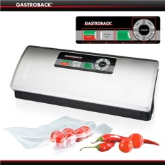 Gastroback Vacuum Sealer  46008 Two operating modes, fully automatic and manual, Inox, 120 W, 10 slipped foil bags (small and large)