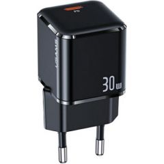 Usams T45 US-CC148 Mini Universāls Ātrs lādētājs 30W 1x USB-C (Type-C) Ligzda PD 3.0 3A 5-20V Melns