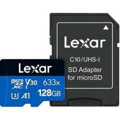Lexar High-Performance 633x UHS-I micro SDXC 128GB Class 10 U3 V30 Atmiņas kartes micro SD SDHC