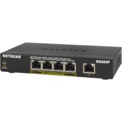 Netgear GS305Pv2 Unmanaged Gigabit Ethernet (10/100/1000) Power over Ethernet (PoE) Black