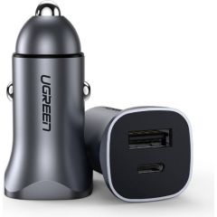 UGREEN car charger CD130, USB, USB-C, 24W (grey)