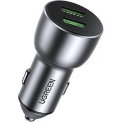 UGREEN QC 3.0 car charger, 2xUSB, 36W (gray)