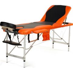 Bodyfit Łóżko do masażu 3 segmentowe aluminiowe czarno-pomarańczowe (1037)