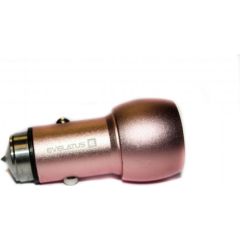 Evelatus Universal Car Charger ECC01 PINK 2USB port 3.1A with stainless steel escape tool Pink
