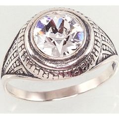 Серебряное кольцо #2100947(POx-Bk)_SV, Серебро	925°, оксид (покрытие), Кристаллы swarovski , Размер: 16.5, 3.6 гр.