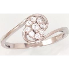 Серебряное кольцо #2101617(PRh-Gr)_CZ, Серебро	925°, родий (покрытие), Цирконы , Размер: 18, 1.4 гр.