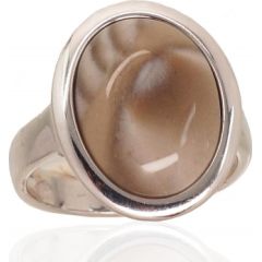 Серебряное кольцо #2101728(PRh-Gr)_FT, Серебро	925°, родий (покрытие), Полосатый флинт , Размер: 17.5, 5.6 гр.